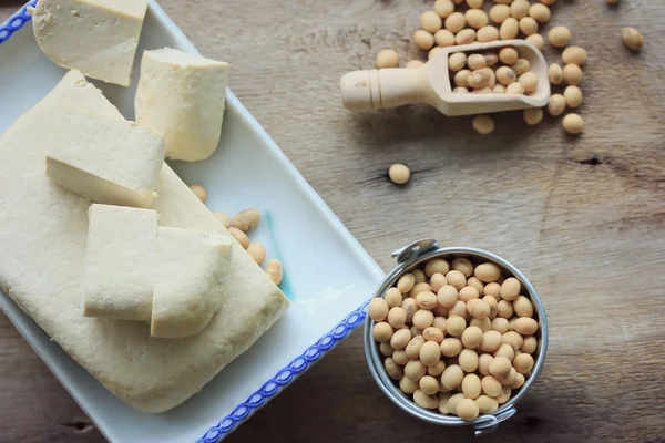 Tofu com semente de soja — Fotografia de Stock