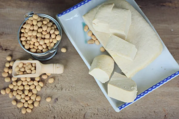 Tofu com semente de soja — Fotografia de Stock