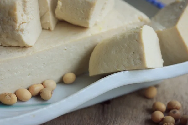 Tofu com semente de soja — Fotografia de Stock