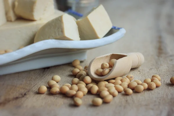 Tofu com semente de soja — Fotografia de Stock