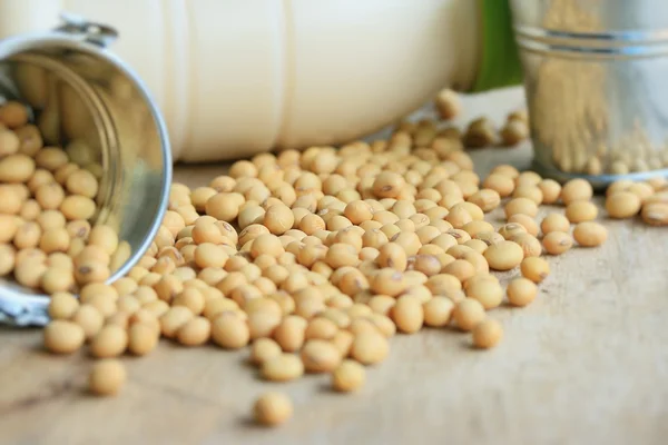 Soy milk with soybean — Stock Photo, Image