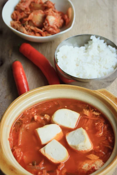 Sopa de kimchi - comida coreana — Foto de Stock