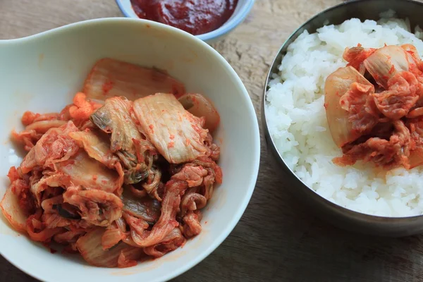 Kimchi y arroz al vapor — Foto de Stock