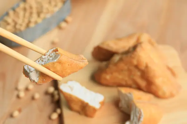 Smažené tofu a semen — Stock fotografie