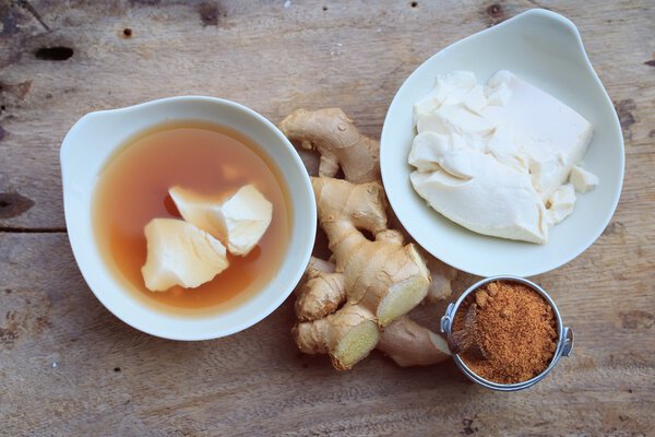 soybean curd and fresh ginger