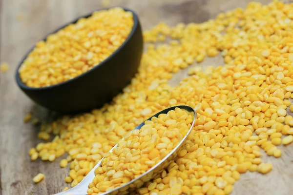 Soybean seeds on wooden — Stock Photo, Image