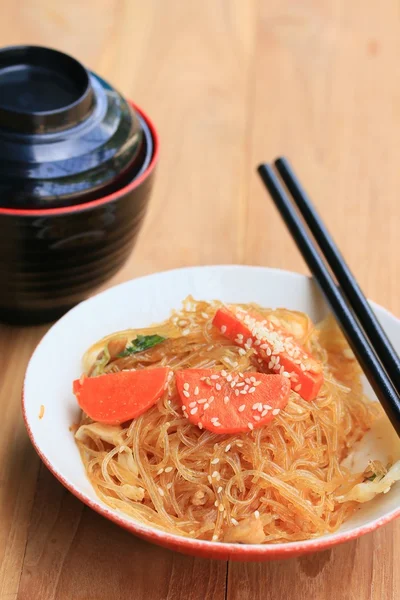 Fideos coreanos con camarones — Foto de Stock