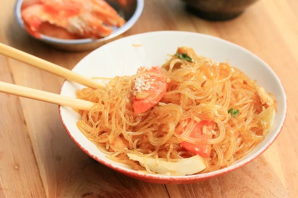 Fideos coreanos con camarones — Foto de Stock