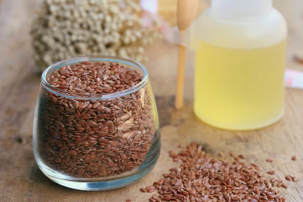 Minyak flax dan biji — Stok Foto