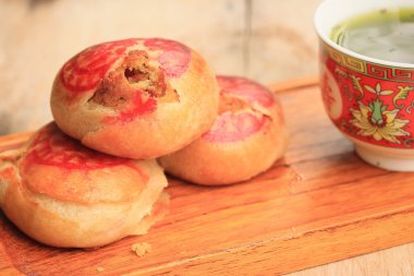 Festival moon pasta ve grren çay - Çin kek