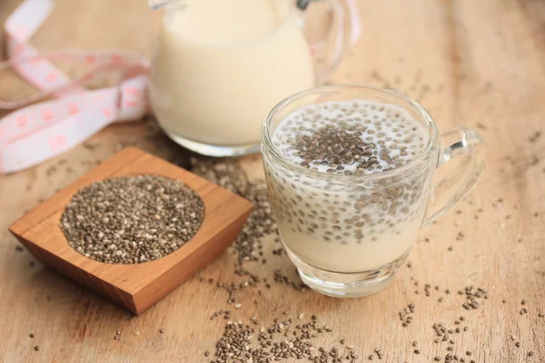 Chia semen čerstvé mléko — Stock fotografie