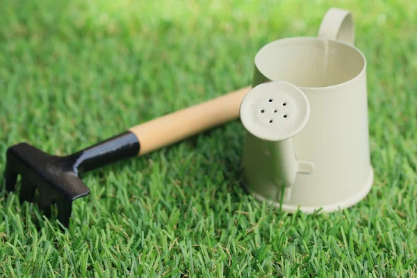 Trädgårdsskötsel verktyg på gräs — Stockfoto