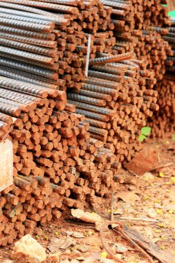 Çelik takviye çubukları, inşaat için yığını