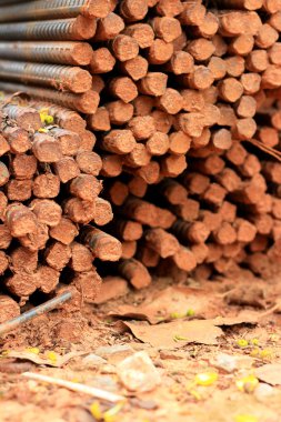 Çelik takviye çubukları, inşaat için yığını