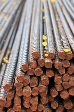 Çelik takviye çubukları, inşaat için yığını