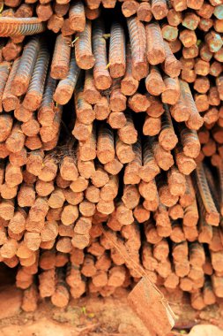 Çelik takviye çubukları, inşaat için yığını