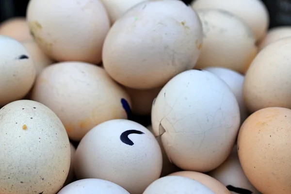 Brown eggs in a pot of boiling — Stock Photo, Image