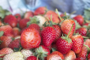 bir sürü taze çilek
