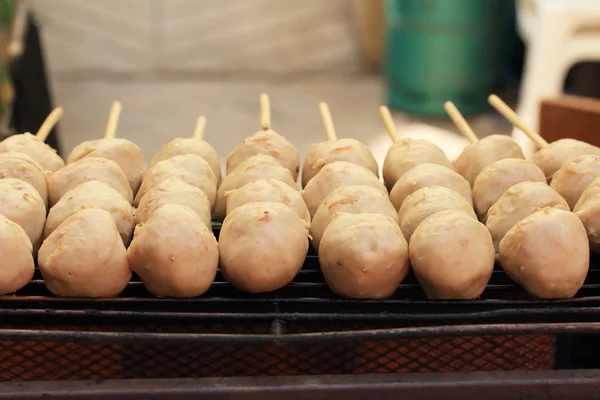 Grilled meatballs in the market — Stock Photo, Image