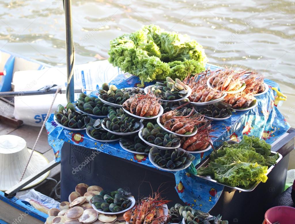 Seafood floating market on sales