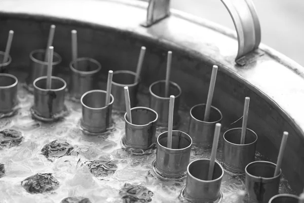 Close up of steel container to ice cream - thailand — Stock Photo, Image