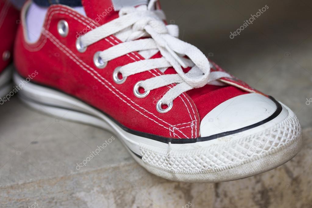 red sneakers