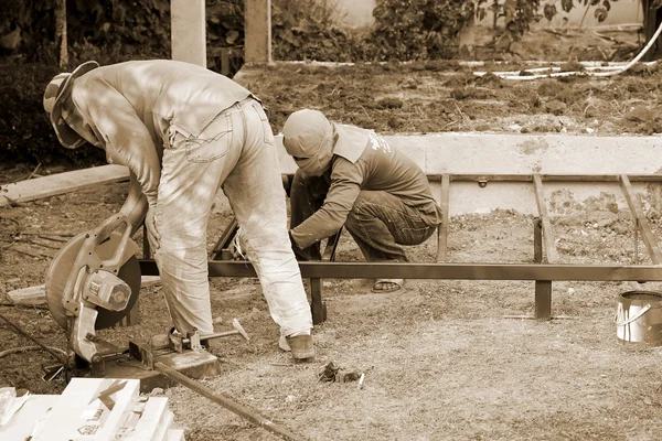 Lavoratori edili sfocati — Foto Stock