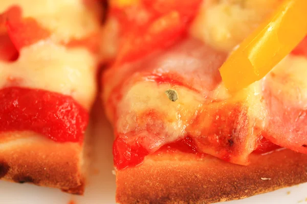 Italian pizza ham cheese and pepper — Stock Photo, Image