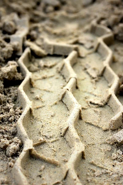 Wheel tracks on the soil. — Stock Photo, Image