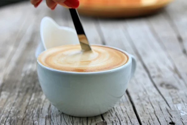 Vintage Latte Art Kaffee — Stockfoto