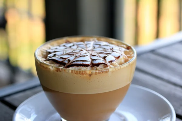 Vintage latte art kávé — Stock Fotó