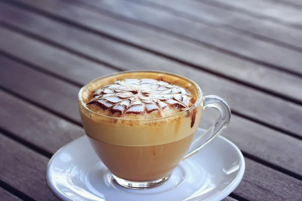 Vintage latte art coffee — Stock Photo, Image