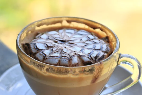 Vintage latte art koffie — Stockfoto