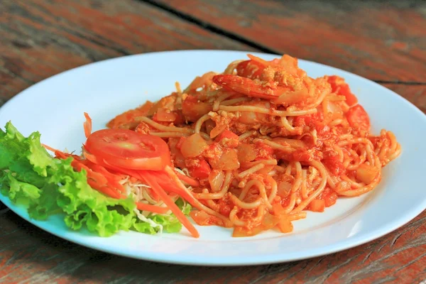 Krevety špagety — Stock fotografie