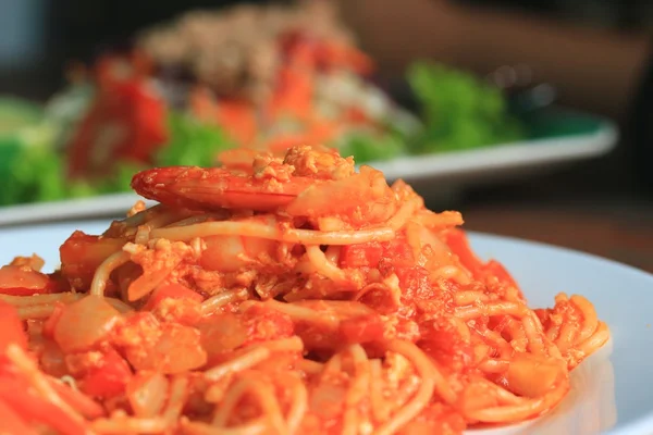 Espaguetis de camarón — Foto de Stock