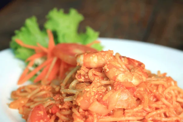 Krevety špagety — Stock fotografie