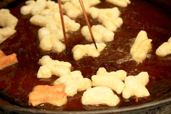 Deep-fried dough stick on the pan — Stock Photo, Image