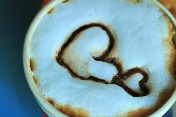 Vintage latte art coeur café — Photo