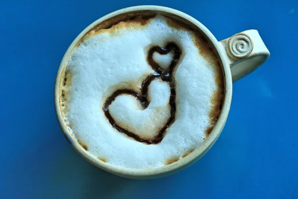 Vintage latte art coeur café — Photo