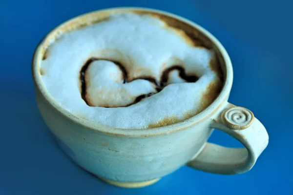 Vintage latte art coeur café — Photo