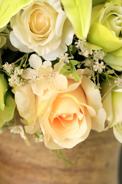 Beautiful vintage roses of artificial flowers — Stock Photo, Image