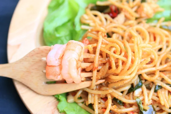 Shrimp spaghetti — Stock Photo, Image