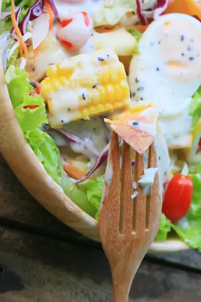 Vegetables salad eggs with mayonnaise — Stock Photo, Image