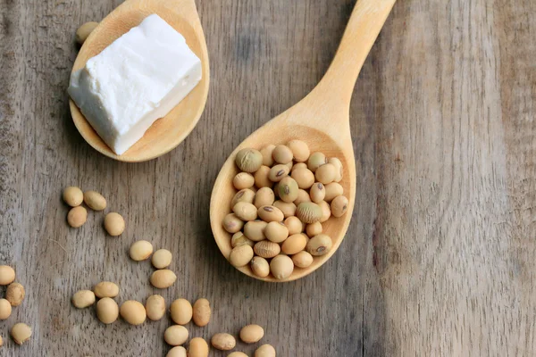 Soybeans and tofu — Stock Photo, Image