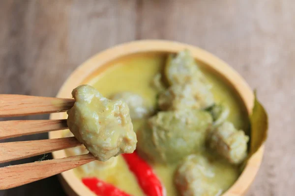 Taste of green curry coconut milk — Stock Photo, Image