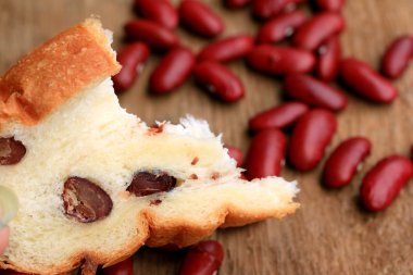 ahşap vintage ekmek kırmızı fasulye