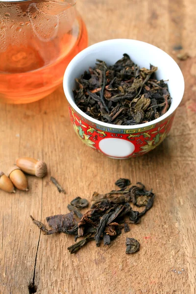 Tea on wood vintage — Stock Photo, Image