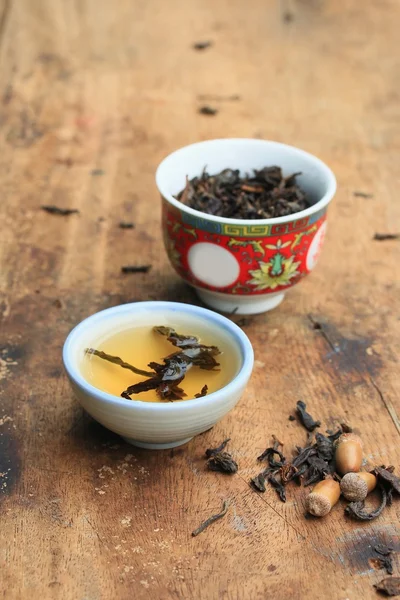 Ahşap vintage çay — Stok fotoğraf