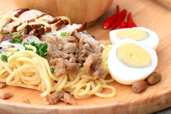 Pork noodle and boiled eggs - Japanese food — Stock Photo, Image