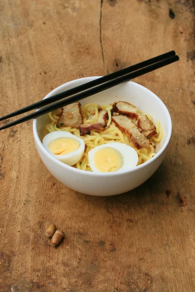 Pork noodle and boiled eggs - Japanese food — Stock Photo, Image